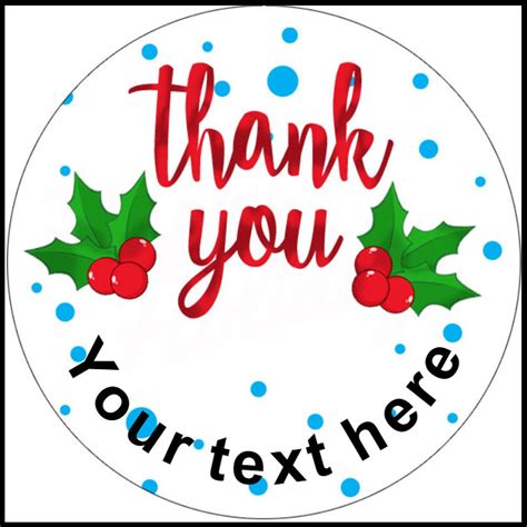 144 Personalised Thank You Christmas 30mm Glossy Stickers Etsy