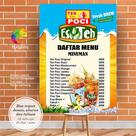 Jual Cetak Print Daftar Menu Custom Cetak Daftar Menu Teh Poci