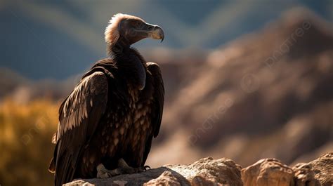 Burung Nasar Besar Duduk Di Atas Batu Gambar Burung Kondor Latar