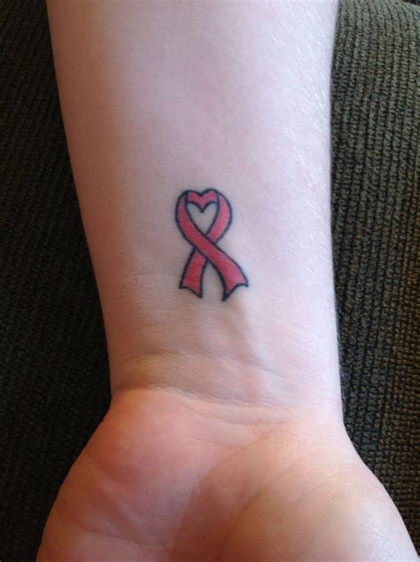 Awesome Small Cancer Ribbon Tattoo On Wrist Download