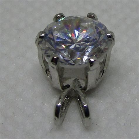 Jewelry Cubic Zirconia Solitaire Silver Pendant Wchain 9mm Round Brilliant Cut Poshmark