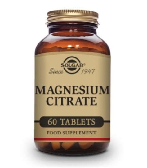 Comprar Solgar Magnesio Citrato 400 Mg 60 Comprimidos A Precio De Oferta