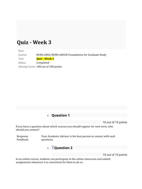 NURS 6002 Week 3 Quiz APA Style And Format Course Exam Notes