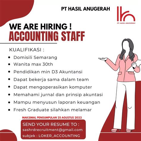 Lowongan Kerja Accounting Staff Di Pt Hasil Anugerah Semarang