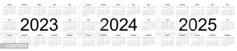 Simple Editable Vector Calendars For Year 2023 2024 2025 Week Starts