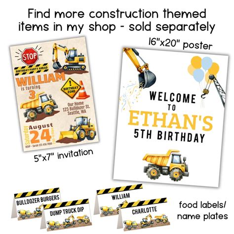 Editable Construction Birthday Party Favor Printable Gable Box Label