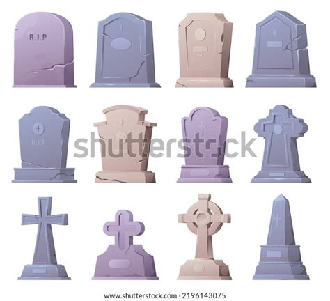 Set Various Tombstones Stone Marble Tombstones Stock Vector (Royalty ...