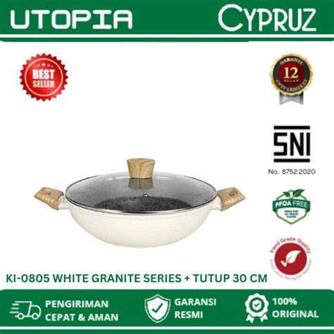 Jual Cypruz Ki Wajan Kuali Tebal Anti Lengket Wok Pan White