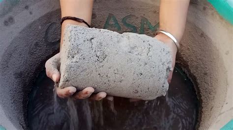 Gritty Charcoal Chunks Sand Cement Water Crumbles Messy Cr Cyc Asmr