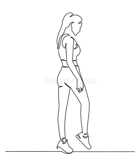 Continuous Line Drawing Of Standing Woman Continuous Line Drawing Of