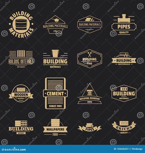 Building Materials Logo Icons Set, Simple Style Stock Vector ...