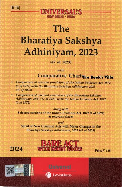 Buy The Bharatiya Sakshya Adhiniyam BSA 2023 Bare Act 2024 EDITION