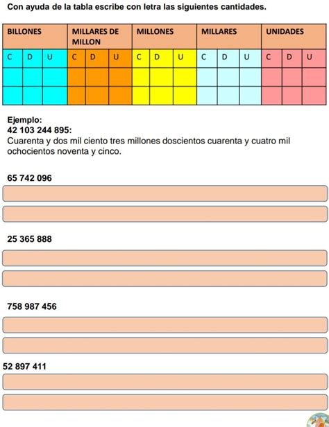 Con Ayuda De La Tabla Escribe Con Letra Las Siguientes Cantidades