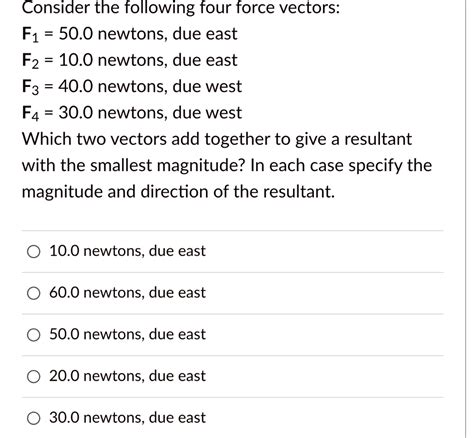 Consider The Following Four Force Vectors F1 500 Newtons Due East F2