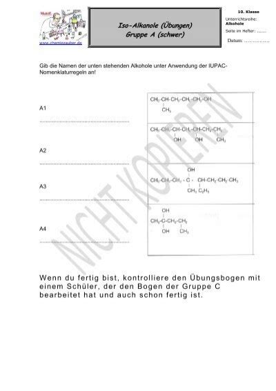 Nomenklatur Der Iso Alkanole Chemiezauberde