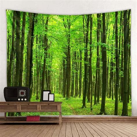 Green Jungle Tapestry Beautiful Natural Forest Large Wall Hanging