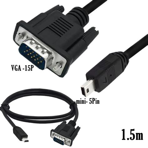 Мини USB штекер 5 pin к VGA D-SUB 15 pin штекер адаптер кабель для ...