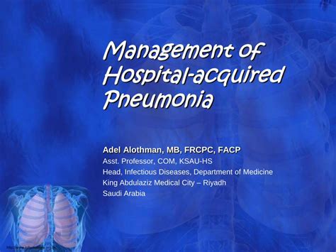 Pdf Management Of Hospital Acquired Pneumonia · • Hospital Acquired