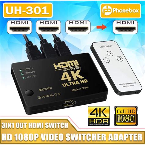 4k 2k 3x1 Hdmi Splitter Hd 1080p Video Switcher Adapter 3 Input 1