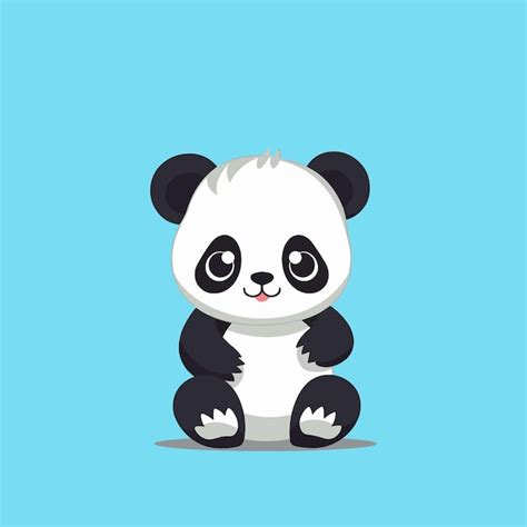 Dibujos Animados Lindo Bebé Panda Sentado Vector Premium