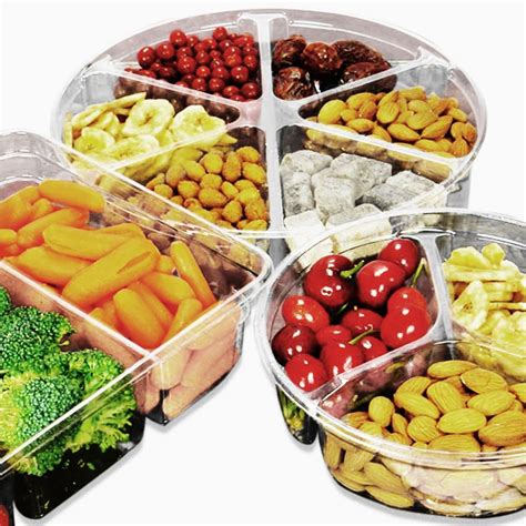 Round Divided Plastic Food Containers And Lids | Salad packaging, Food ...