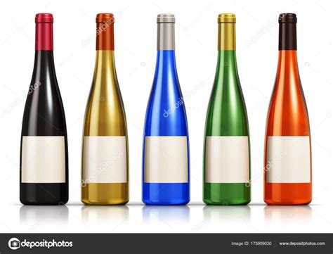 Set Of Color Glass Wine Bottles Stock Photo Scanrail In Blank Wine