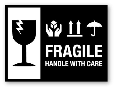 Fragile Handle With Care Black Shipping Label