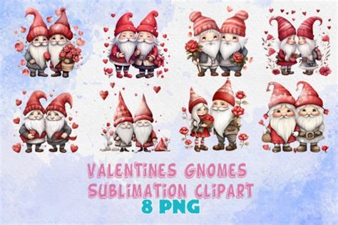 Valentines Gnomes Sublimation Clipart Graphic By Nutty Creations