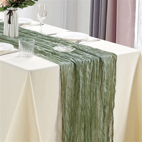 Dololoo Pack Ft Sage Green Cheesecloth Table Runners For Wedding