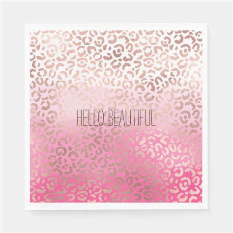 Pink Watercolor Ombre Leopard Print Personalized Napkins Zazzle