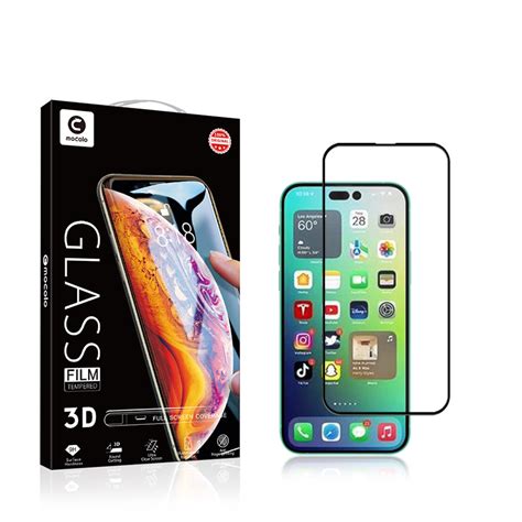 Mocolo 3d Screen Protector Tempered Glass For Iphone 14 Pro Black