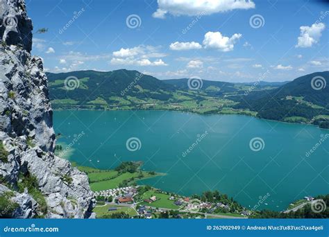 Mondsee Shot From The Drachenwand Via Ferrata Stock Image