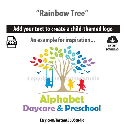 Rainbow Tree Child Care Daycare Clip Art Preschool Logo Logo