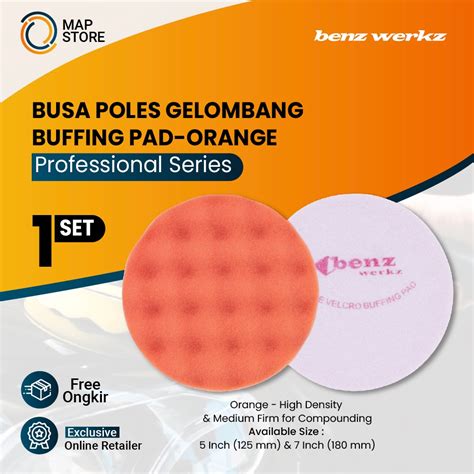 Jual 2PCS Busa Poles Sponge Wave Buffing With Velcro 7 Inch Orange