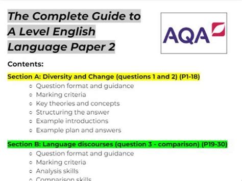 Complete Guide To A Level Aqa English Language Paper Teaching Resources