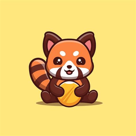 Premium Vector Red Panda Sitting Gold Coin Cute Creative Kawaii