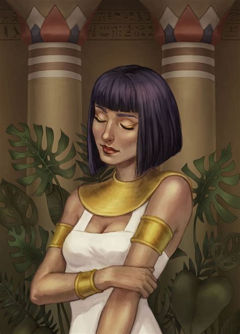 An Egyptian Woman With Purple Hair And Gold Jewelry