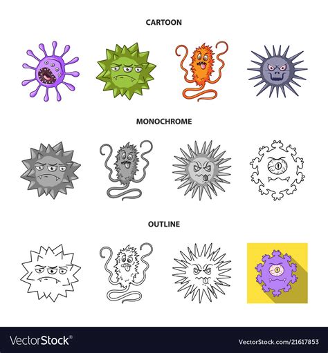 Different types of microbes and viruses viruses Vector Image