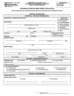 Fillable Online Elibrary Dep State Pa Bituminous Surface Mine Permit