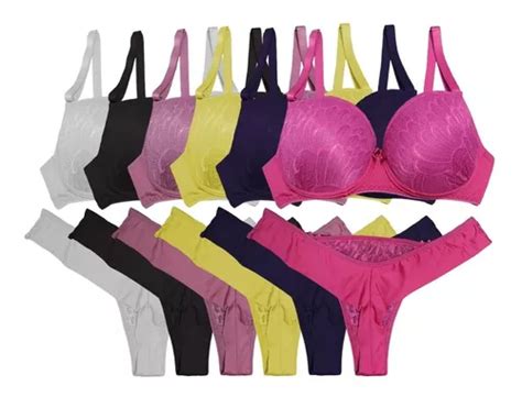 Kit C Conjuntos Microfibra Lingerie Feminina Atacado Parcelamento Sem Juros