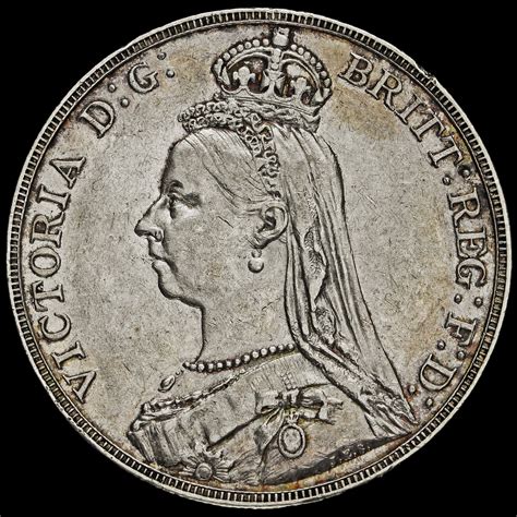 1889 Queen Victoria Jubilee Head Silver Crown GVF AEF