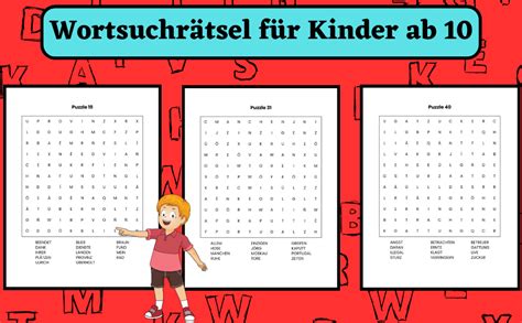 Wortsuchrätsel für Kinder ab 10 Anspruchsvolles Rätselbuch für ein