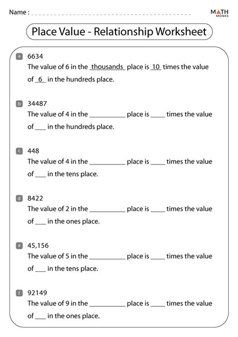 Place Value To Th Grade Math Worksheet Greatschools