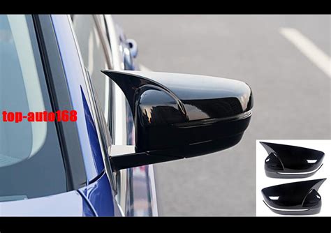 Glossy Black OX Horn Rear View Mirror Cover Trim 2PCS For BMW 3 Series