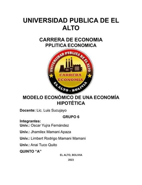 Modelo Económico De Una Economía Hipotética Anai Tuco Quito Udocz