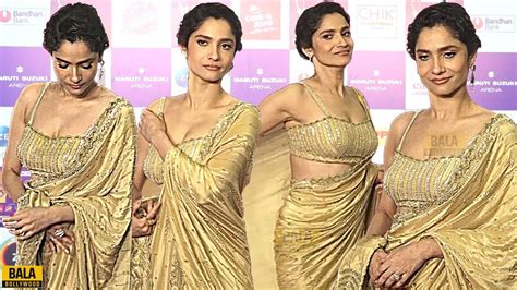 Ankita Lokhande Looks RAVISHING In Golden Saree And Blouse At Zee Cine