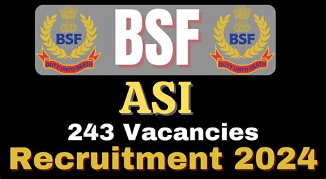 BSF ASI Recruitment 2024 Apply Online For 243 Vacancies