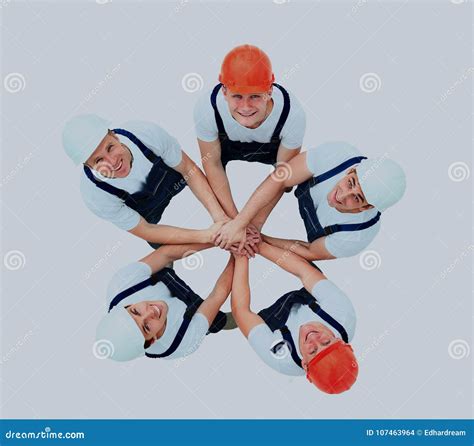 Large Group Of Workers Standing In Circle Stock Photo Image Of