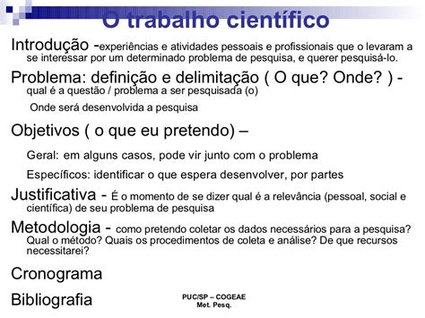A Realização De Um Trabalho Científico Exige Planejamento E Organização