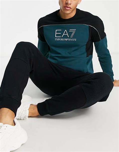 Armani Ea7 Color Block Sweatshirt In Blue Asos